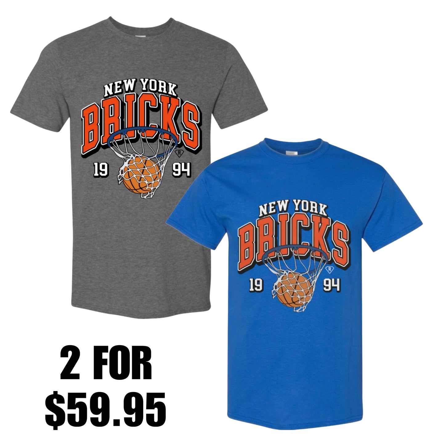 2 Pack New York Bricks Tee (grey & blue)