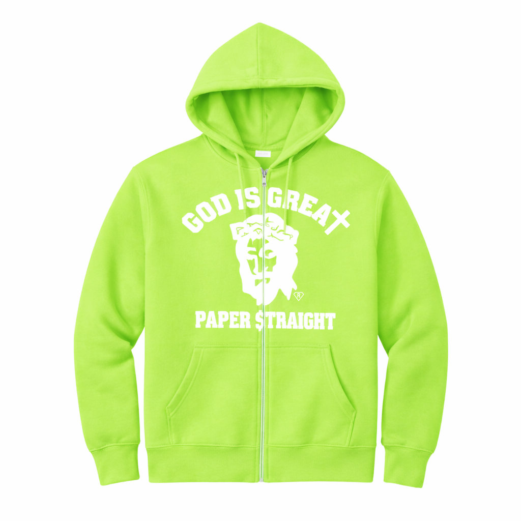 Classic GIGPS Reflective Zipper Hoodie - Neon Green